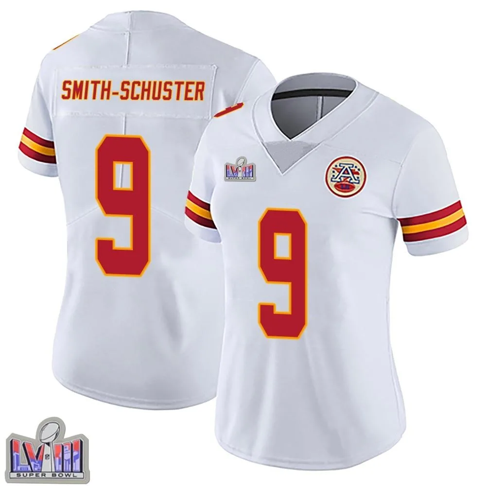 Women's Kansas City Chiefs Juju Smith-Schuster Nike Vapor Untouchable Super Bowl LVIII Patch Limited White Jersey Women's Kansas City Chiefs Juju Smith-Schuster Nike Vapor Untouchable Super Bowl LVIII Patch Limited White Jersey