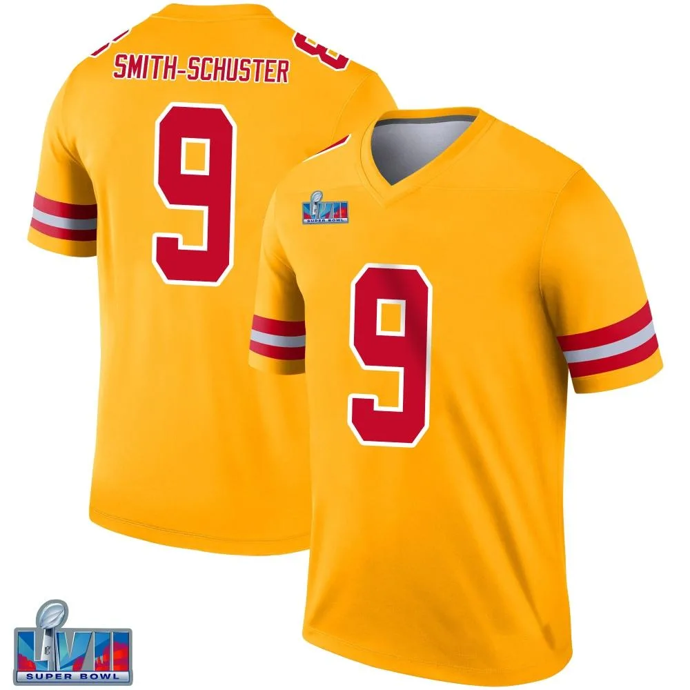 Youth Kansas City Chiefs Juju Smith-Schuster Nike Inverted Super Bowl LVII Patch Legend Gold Jersey Youth Kansas City Chiefs Juju Smith-Schuster Nike Inverted Super Bowl LVII Patch Legend Gold Jersey