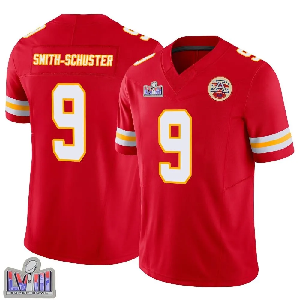 Youth Kansas City Chiefs Juju Smith-Schuster Nike Vapor F.U.S.E. Super Bowl LVIII Patch Limited Red Jersey Youth Kansas City Chiefs Juju Smith-Schuster Nike Vapor F.U.S.E. Super Bowl LVIII Patch Limited Red Jersey