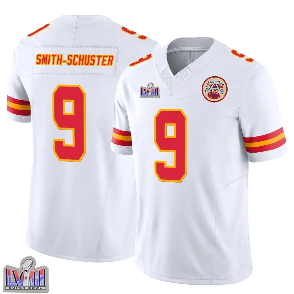 Youth Kansas City Chiefs Juju Smith-Schuster Nike Vapor F.U.S.E. Super Bowl LVIII Patch Limited White Jersey Youth Kansas City Chiefs Juju Smith-Schuster Nike Vapor F.U.S.E. Super Bowl LVIII Patch Limited White Jersey