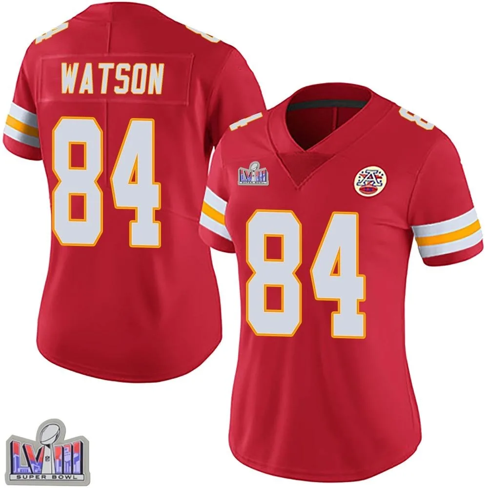 Women's Kansas City Chiefs Justin Watson Nike Team Color Vapor Untouchable Super Bowl LVIII Patch Limited Red Jersey Women's Kansas City Chiefs Justin Watson Nike Team Color Vapor Untouchable Super Bowl LVIII Patch Limited Red Jersey