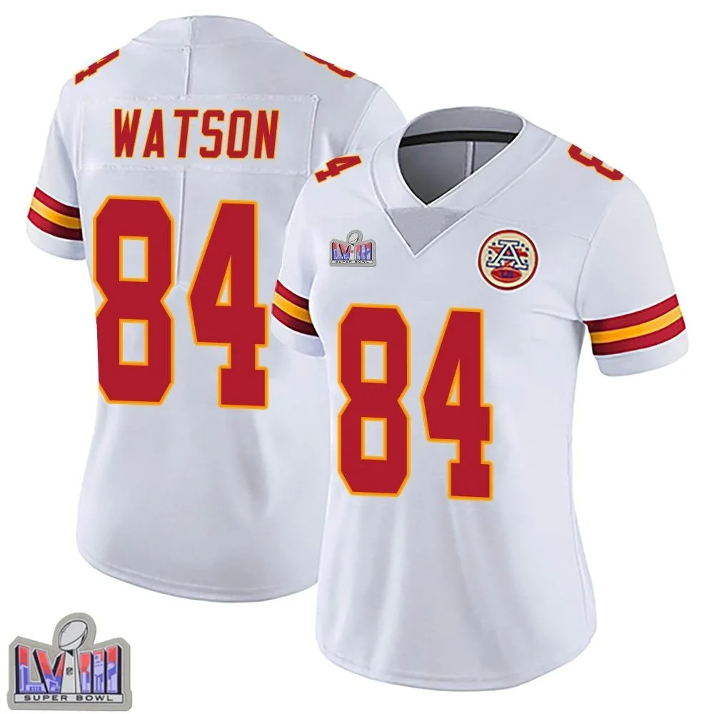 Women's Kansas City Chiefs Justin Watson Nike Vapor Untouchable Super Bowl LVIII Patch Limited White Jersey Women's Kansas City Chiefs Justin Watson Nike Vapor Untouchable Super Bowl LVIII Patch Limited White Jersey