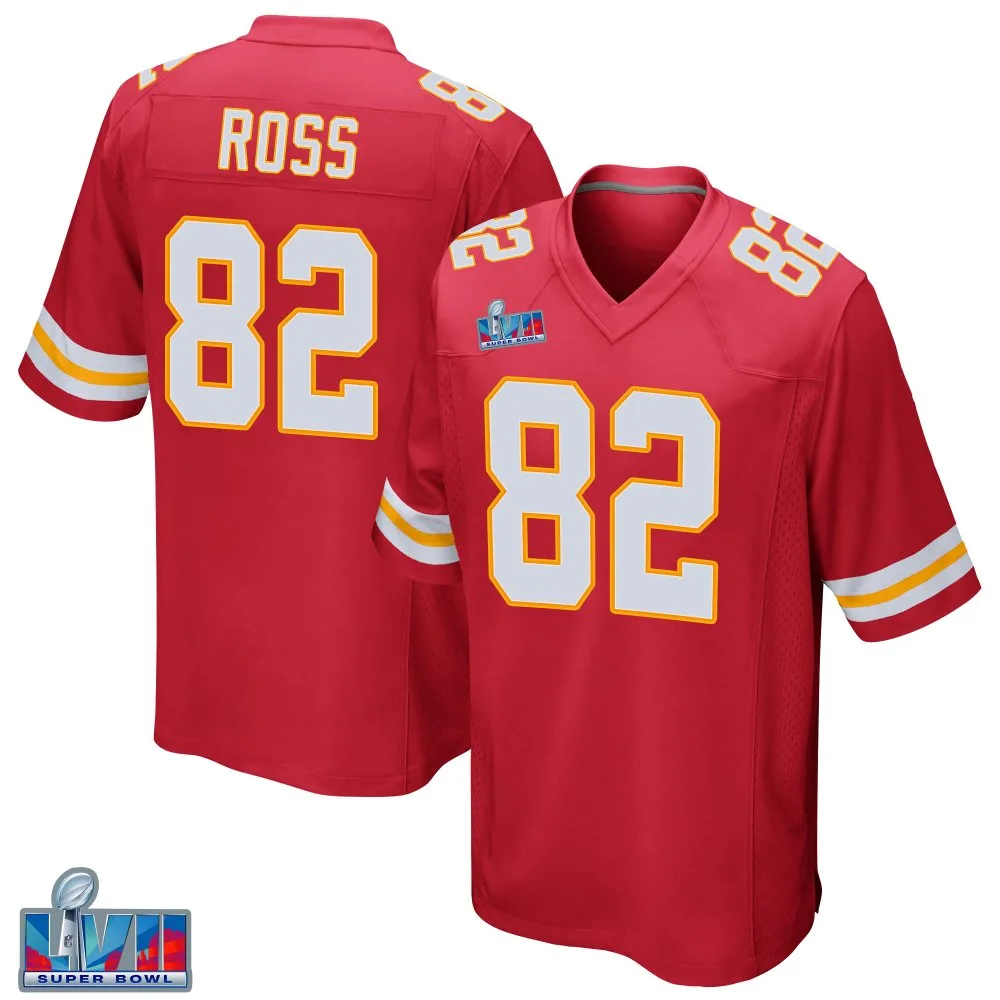 Men's Kansas City Chiefs Justyn Ross Nike Team Color Super Bowl LVII Patch Game Red Jersey Men's Kansas City Chiefs Justyn Ross Nike Team Color Super Bowl LVII Patch Game Red Jersey