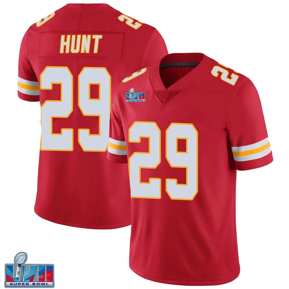 Youth Kansas City Chiefs Kareem Hunt Nike Team Color Vapor Untouchable Super Bowl LVII Patch Limited Red Jersey Youth Kansas City Chiefs Kareem Hunt Nike Team Color Vapor Untouchable Super Bowl LVII Patch Limited Red Jersey