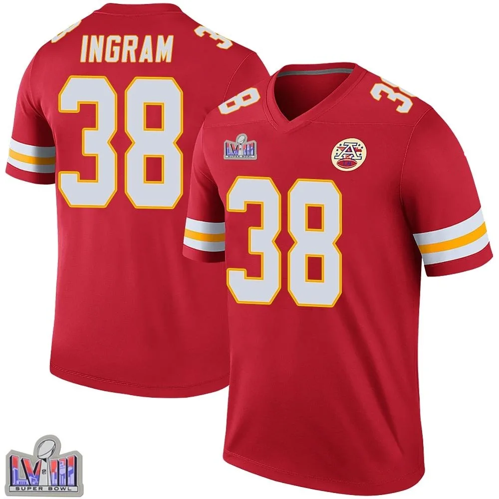 Men's Kansas City Chiefs Keaontay Ingram Nike Color Rush Super Bowl LVIII Patch Legend Red Jersey Men's Kansas City Chiefs Keaontay Ingram Nike Color Rush Super Bowl LVIII Patch Legend Red Jersey