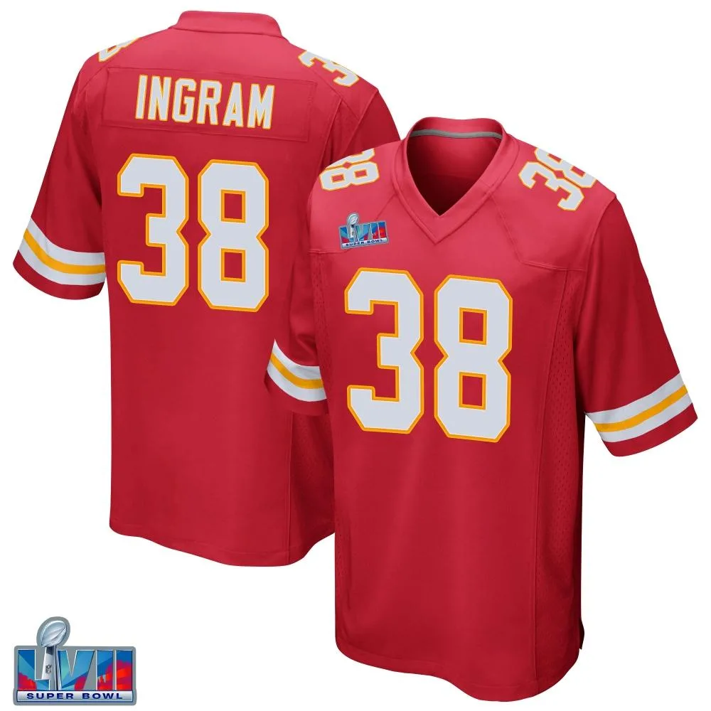 Men's Kansas City Chiefs Keaontay Ingram Nike Team Color Super Bowl LVII Patch Game Red Jersey Men's Kansas City Chiefs Keaontay Ingram Nike Team Color Super Bowl LVII Patch Game Red Jersey