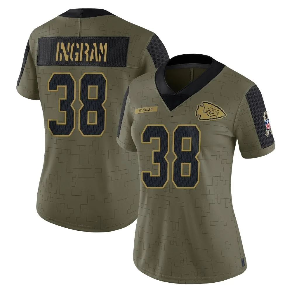 Women's Kansas City Chiefs Keaontay Ingram Nike 2021 Salute To Service Limited Olive Jersey Women's Kansas City Chiefs Keaontay Ingram Nike 2021 Salute To Service Limited Olive Jersey