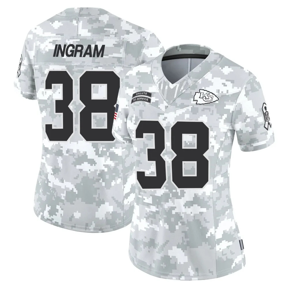 Women's Kansas City Chiefs Keaontay Ingram Nike 2024 Salute to Service Limited Arctic Camo Jersey Women's Kansas City Chiefs Keaontay Ingram Nike 2024 Salute to Service Limited Arctic Camo Jersey