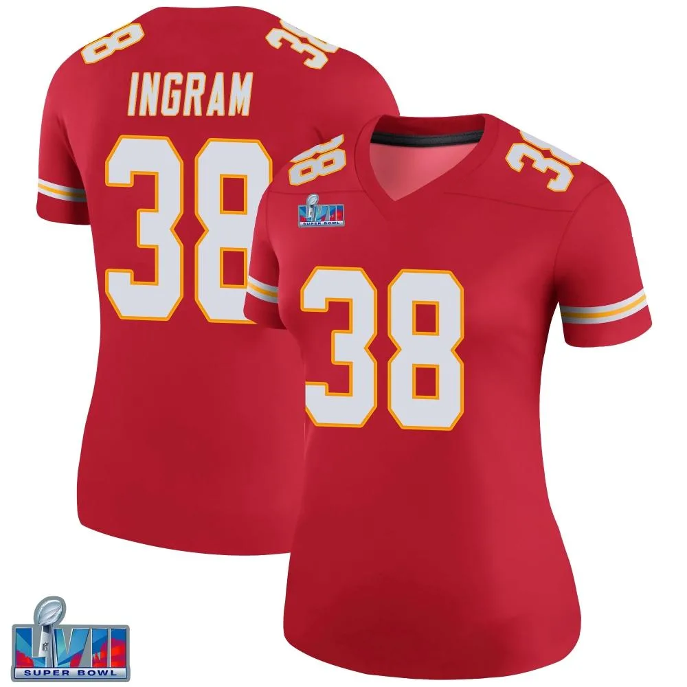 Women's Kansas City Chiefs Keaontay Ingram Nike Color Rush Super Bowl LVII Patch Legend Red Jersey Women's Kansas City Chiefs Keaontay Ingram Nike Color Rush Super Bowl LVII Patch Legend Red Jersey