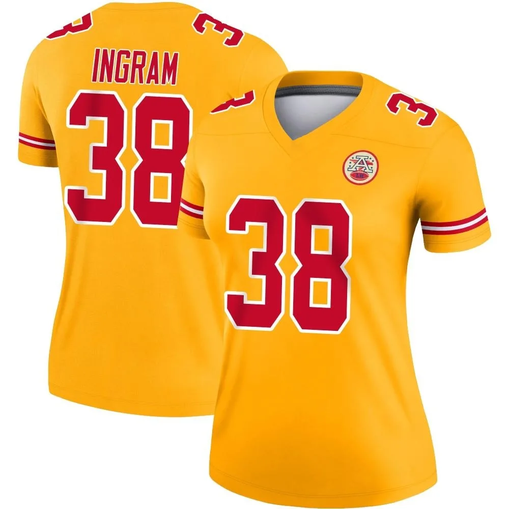 Women's Kansas City Chiefs Keaontay Ingram Nike Inverted Legend Gold Jersey Women's Kansas City Chiefs Keaontay Ingram Nike Inverted Legend Gold Jersey