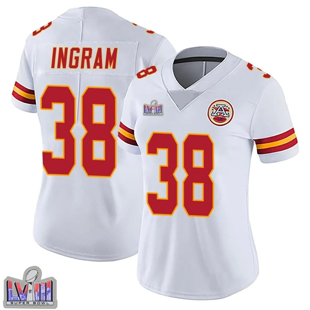 Women's Kansas City Chiefs Keaontay Ingram Nike Vapor Untouchable Super Bowl LVIII Patch Limited White Jersey Women's Kansas City Chiefs Keaontay Ingram Nike Vapor Untouchable Super Bowl LVIII Patch Limited White Jersey