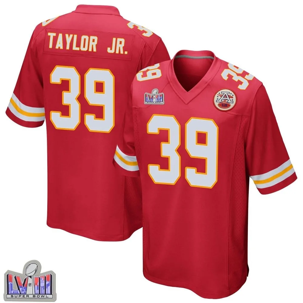 Youth Kansas City Chiefs Keith Taylor Jr. Nike Team Color Super Bowl LVIII Patch Game Red Jersey Youth Kansas City Chiefs Keith Taylor Jr. Nike Team Color Super Bowl LVIII Patch Game Red Jersey
