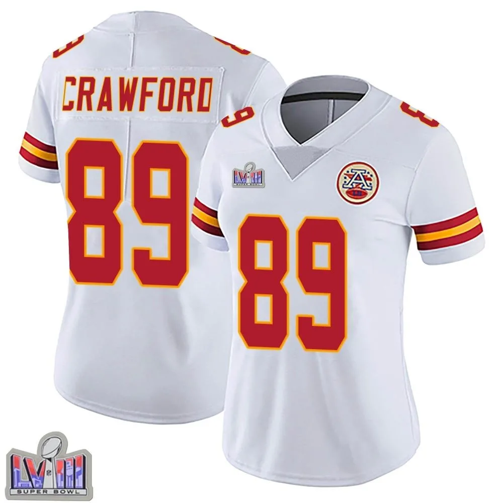 Women's Kansas City Chiefs Kekoa Crawford Nike Vapor Untouchable Super Bowl LVIII Patch Limited White Jersey Women's Kansas City Chiefs Kekoa Crawford Nike Vapor Untouchable Super Bowl LVIII Patch Limited White Jersey