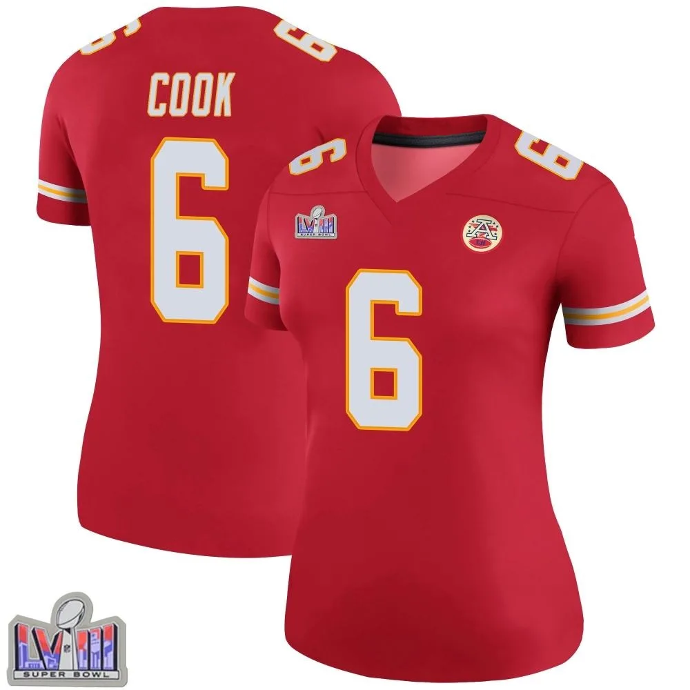 Women's Kansas City Chiefs Kenny Cook Nike Color Rush Super Bowl LVIII Patch Legend Red Jersey Women's Kansas City Chiefs Kenny Cook Nike Color Rush Super Bowl LVIII Patch Legend Red Jersey