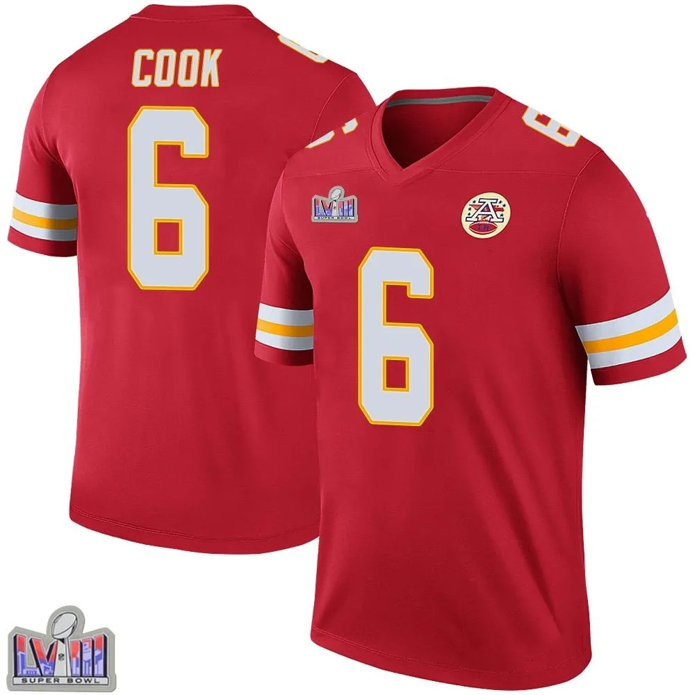 Youth Kansas City Chiefs Kenny Cook Nike Color Rush Super Bowl LVIII Patch Legend Red Jersey Youth Kansas City Chiefs Kenny Cook Nike Color Rush Super Bowl LVIII Patch Legend Red Jersey