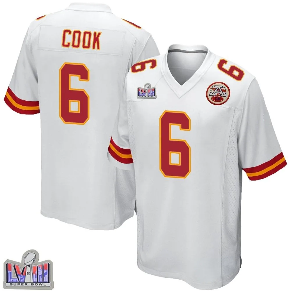 Youth Kansas City Chiefs Kenny Cook Nike Super Bowl LVIII Patch Game White Jersey Youth Kansas City Chiefs Kenny Cook Nike Super Bowl LVIII Patch Game White Jersey