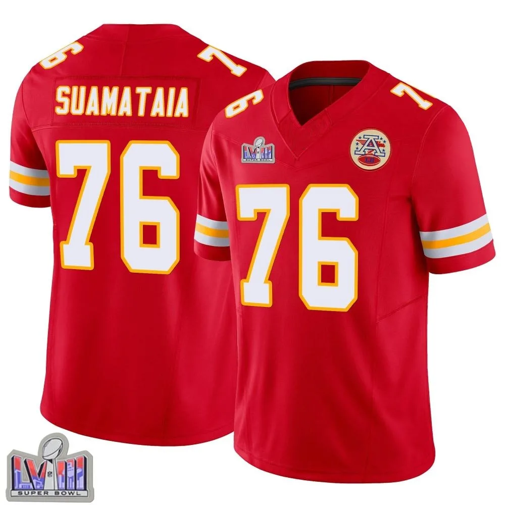 Men's Kansas City Chiefs Kingsley Suamataia Nike Vapor F.U.S.E. Super Bowl LVIII Patch Limited Red Jersey Men's Kansas City Chiefs Kingsley Suamataia Nike Vapor F.U.S.E. Super Bowl LVIII Patch Limited Red Jersey