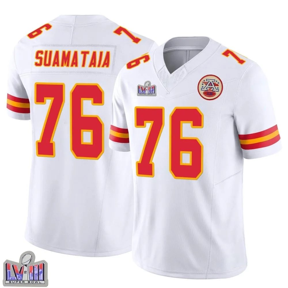 Men's Kansas City Chiefs Kingsley Suamataia Nike Vapor F.U.S.E. Super Bowl LVIII Patch Limited White Jersey Men's Kansas City Chiefs Kingsley Suamataia Nike Vapor F.U.S.E. Super Bowl LVIII Patch Limited White Jersey