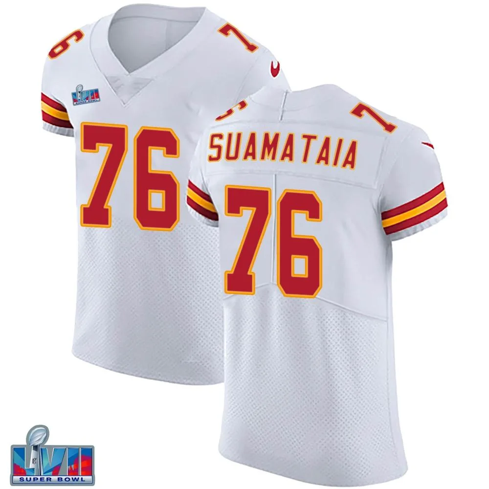 Men's Kansas City Chiefs Kingsley Suamataia Nike Vapor Untouchable Super Bowl LVII Patch Elite White Jersey Men's Kansas City Chiefs Kingsley Suamataia Nike Vapor Untouchable Super Bowl LVII Patch Elite White Jersey