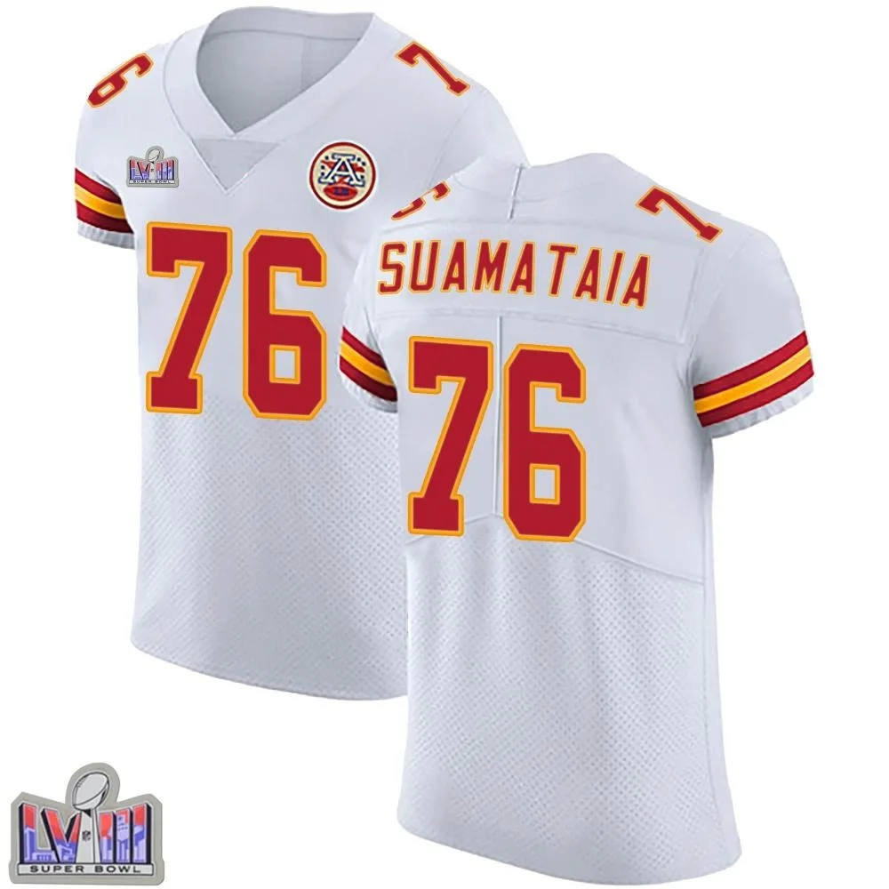 Men's Kansas City Chiefs Kingsley Suamataia Nike Vapor Untouchable Super Bowl LVIII Patch Elite White Jersey Men's Kansas City Chiefs Kingsley Suamataia Nike Vapor Untouchable Super Bowl LVIII Patch Elite White Jersey