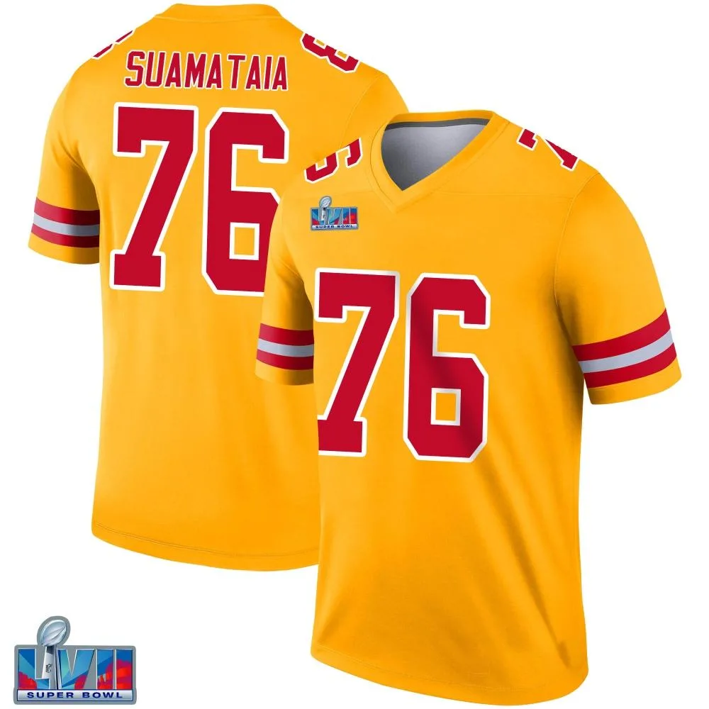 Youth Kansas City Chiefs Kingsley Suamataia Nike Inverted Super Bowl LVII Patch Legend Gold Jersey Youth Kansas City Chiefs Kingsley Suamataia Nike Inverted Super Bowl LVII Patch Legend Gold Jersey