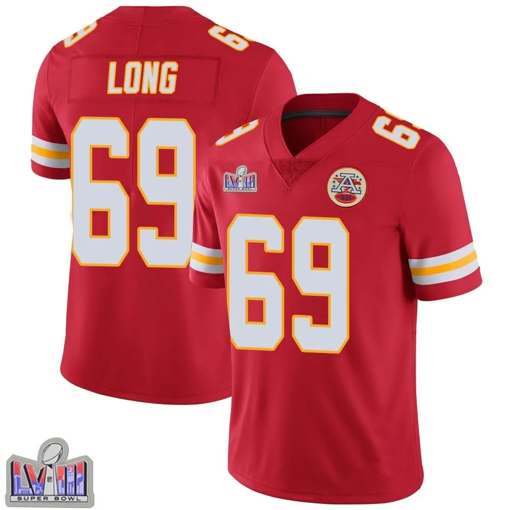 Men's Kansas City Chiefs Kyle Long Nike Team Color Vapor Untouchable Super Bowl LVIII Patch Limited Red Jersey Men's Kansas City Chiefs Kyle Long Nike Team Color Vapor Untouchable Super Bowl LVIII Patch Limited Red Jersey