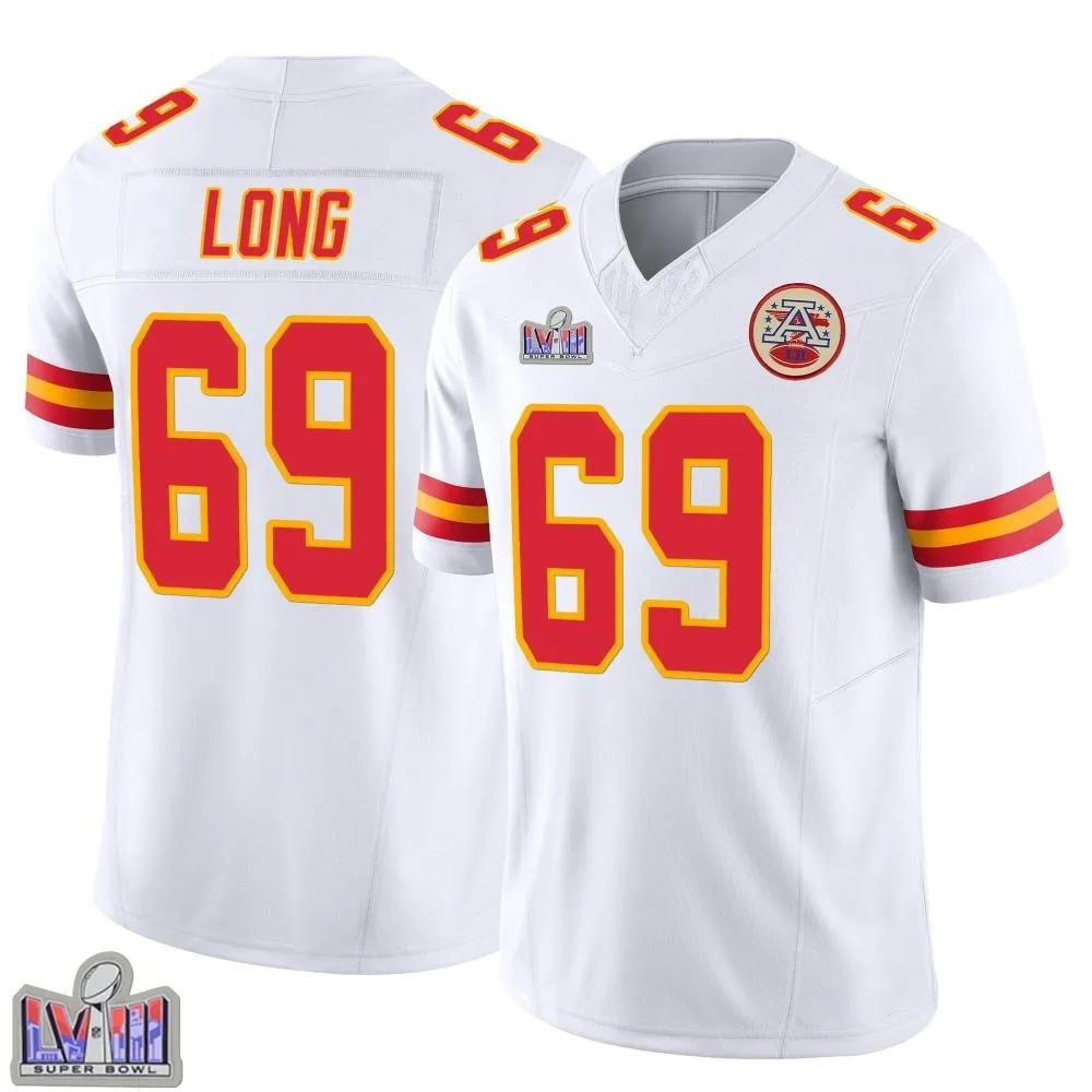 Men's Kansas City Chiefs Kyle Long Nike Vapor F.U.S.E. Super Bowl LVIII Patch Limited White Jersey Men's Kansas City Chiefs Kyle Long Nike Vapor F.U.S.E. Super Bowl LVIII Patch Limited White Jersey