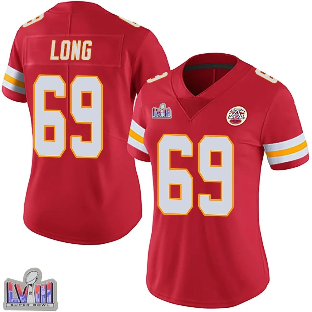 Women's Kansas City Chiefs Kyle Long Nike Team Color Vapor Untouchable Super Bowl LVIII Patch Limited Red Jersey Women's Kansas City Chiefs Kyle Long Nike Team Color Vapor Untouchable Super Bowl LVIII Patch Limited Red Jersey