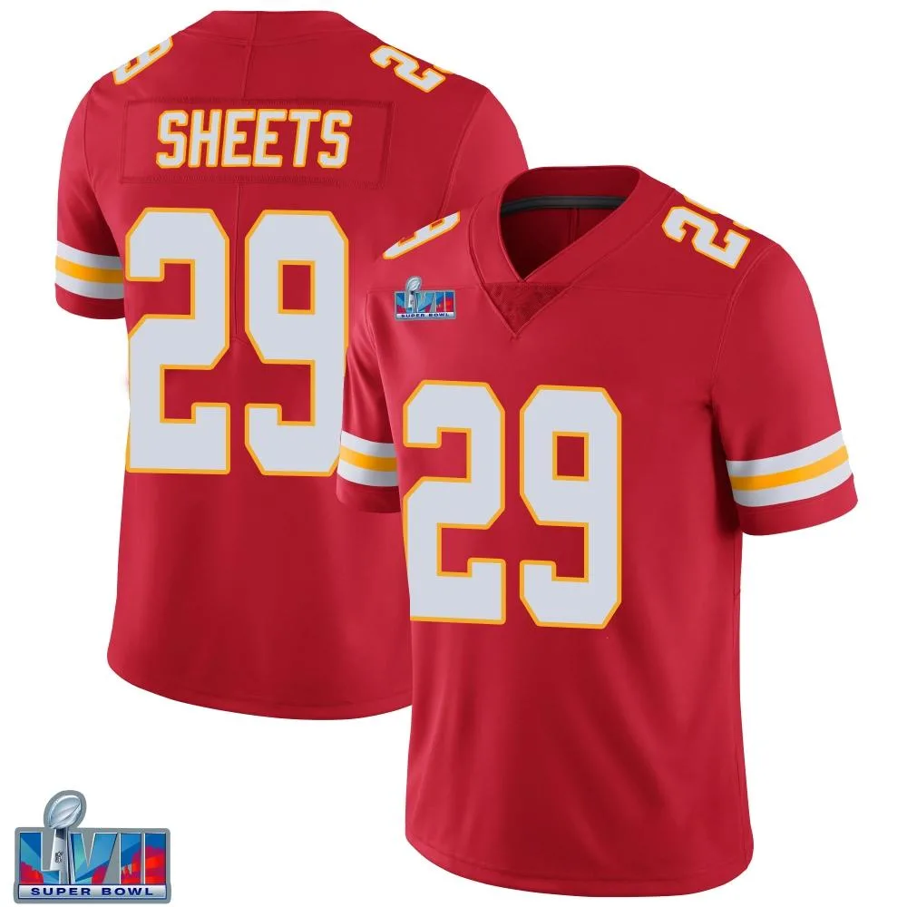 Youth Kansas City Chiefs Kyle Sheets Nike Team Color Vapor Untouchable Super Bowl LVII Patch Limited Red Jersey Youth Kansas City Chiefs Kyle Sheets Nike Team Color Vapor Untouchable Super Bowl LVII Patch Limited Red Jersey