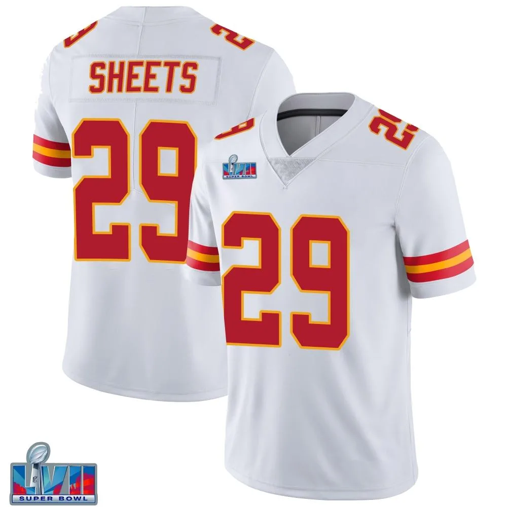 Youth Kansas City Chiefs Kyle Sheets Nike Vapor Untouchable Super Bowl LVII Patch Limited White Jersey Youth Kansas City Chiefs Kyle Sheets Nike Vapor Untouchable Super Bowl LVII Patch Limited White Jersey