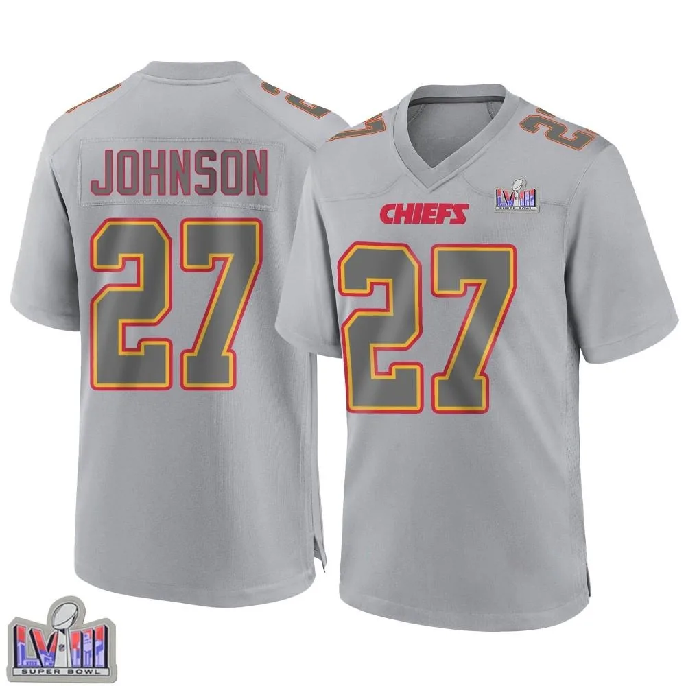 Youth Kansas City Chiefs Larry Johnson Nike Atmosphere Fashion Super Bowl LVIII Patch Game Gray Jersey Youth Kansas City Chiefs Larry Johnson Nike Atmosphere Fashion Super Bowl LVIII Patch Game Gray Jersey