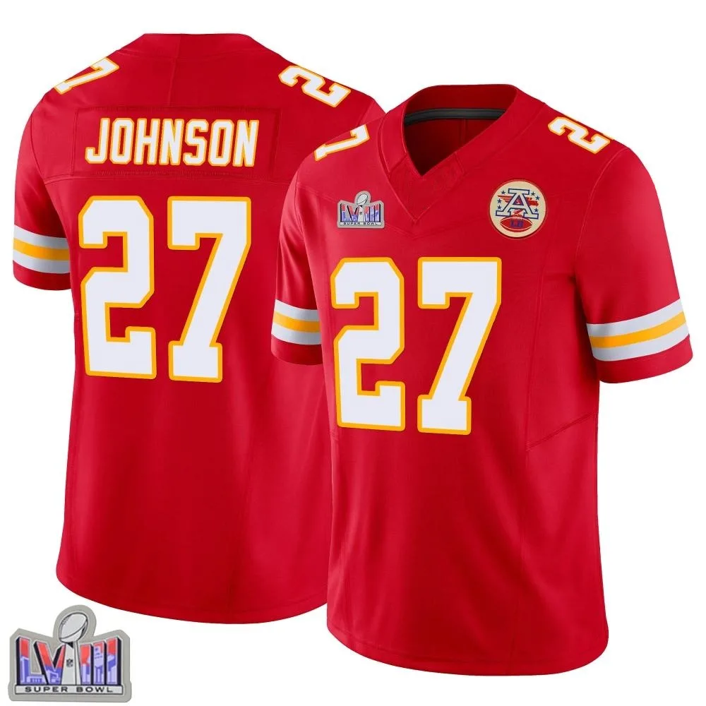 Youth Kansas City Chiefs Larry Johnson Nike Vapor F.U.S.E. Super Bowl LVIII Patch Limited Red Jersey Youth Kansas City Chiefs Larry Johnson Nike Vapor F.U.S.E. Super Bowl LVIII Patch Limited Red Jersey