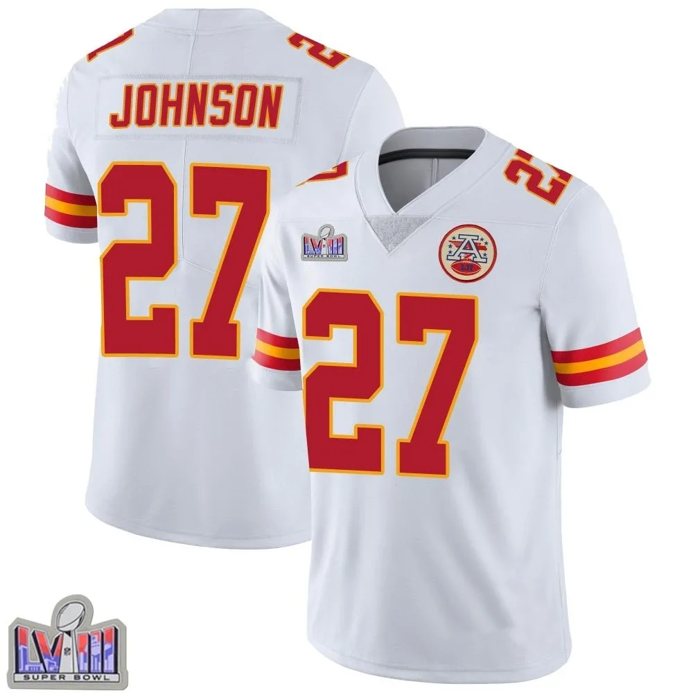 Youth Kansas City Chiefs Larry Johnson Nike Vapor Untouchable Super Bowl LVIII Patch Limited White Jersey Youth Kansas City Chiefs Larry Johnson Nike Vapor Untouchable Super Bowl LVIII Patch Limited White Jersey