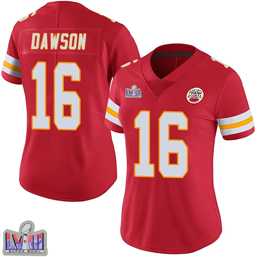 Women's Kansas City Chiefs Len Dawson Nike Team Color Vapor Untouchable Super Bowl LVIII Patch Limited Red Jersey Women's Kansas City Chiefs Len Dawson Nike Team Color Vapor Untouchable Super Bowl LVIII Patch Limited Red Jersey