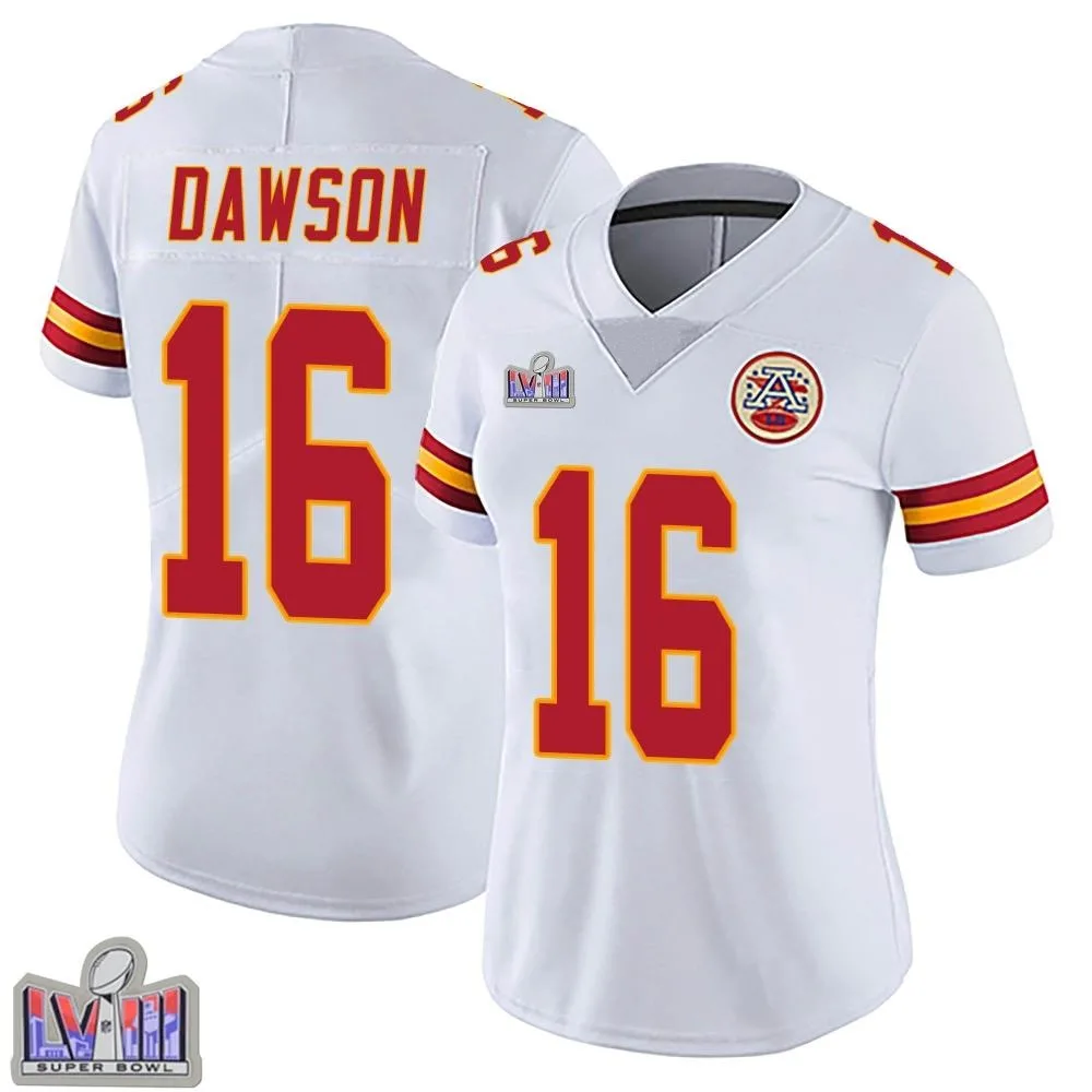 Women's Kansas City Chiefs Len Dawson Nike Vapor Untouchable Super Bowl LVIII Patch Limited White Jersey Women's Kansas City Chiefs Len Dawson Nike Vapor Untouchable Super Bowl LVIII Patch Limited White Jersey