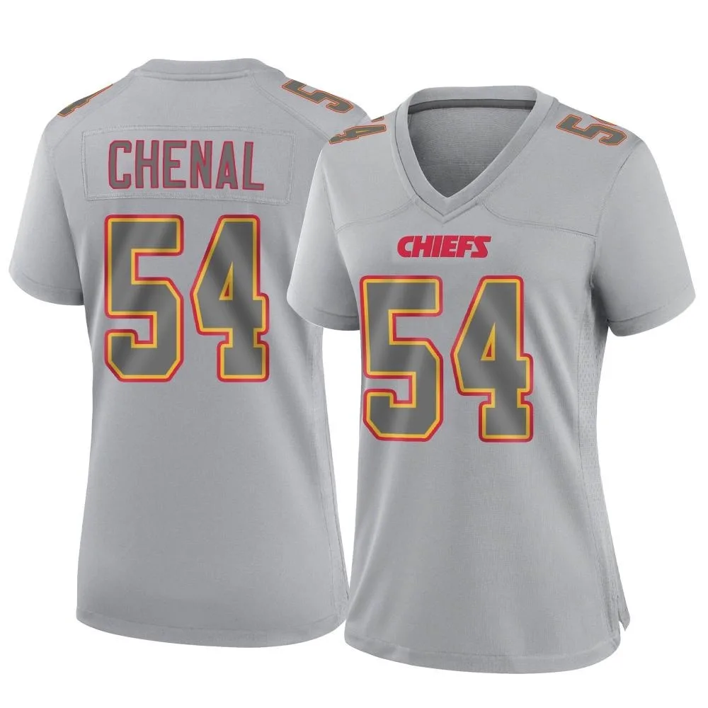 Women's Kansas City Chiefs Leo Chenal Nike Atmosphere Fashion Game Gray Jersey Women's Kansas City Chiefs Leo Chenal Nike Atmosphere Fashion Game Gray Jersey