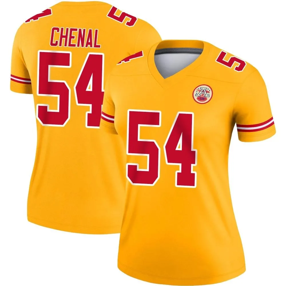 Women's Kansas City Chiefs Leo Chenal Nike Inverted Legend Gold Jersey Women's Kansas City Chiefs Leo Chenal Nike Inverted Legend Gold Jersey