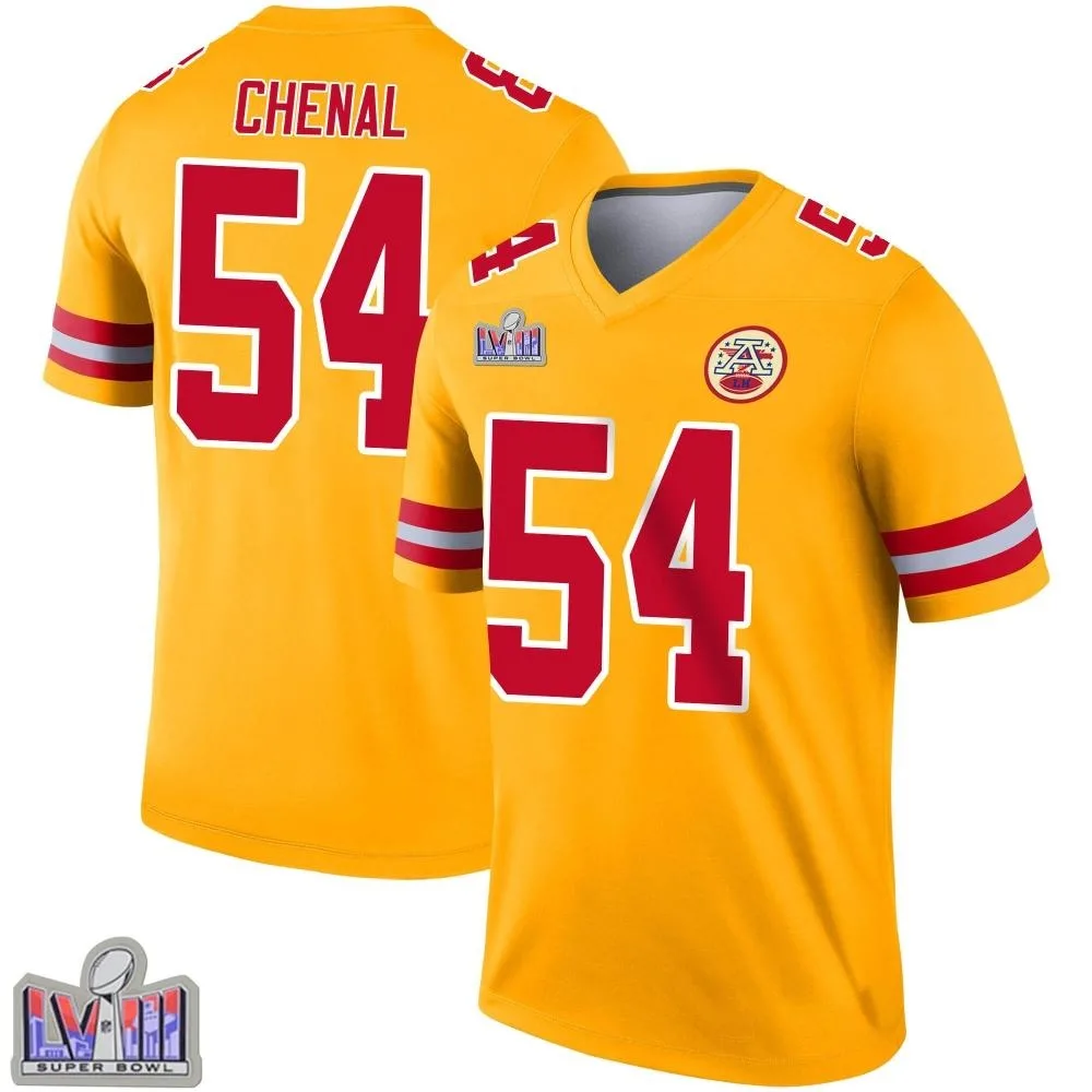 Youth Kansas City Chiefs Leo Chenal Nike Inverted Super Bowl LVIII Patch Legend Gold Jersey Youth Kansas City Chiefs Leo Chenal Nike Inverted Super Bowl LVIII Patch Legend Gold Jersey