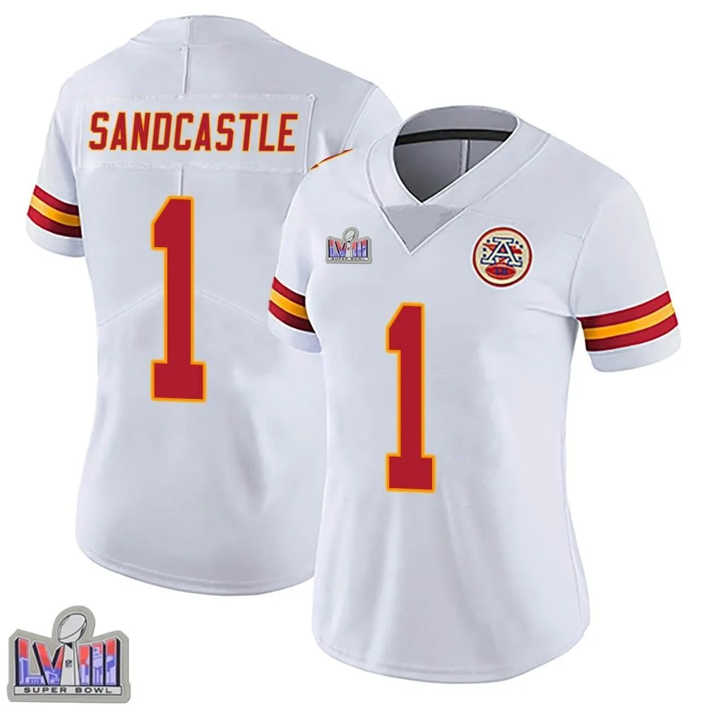 Women's Kansas City Chiefs Leon Sandcastle Nike Vapor Untouchable Super Bowl LVIII Patch Limited White Jersey Women's Kansas City Chiefs Leon Sandcastle Nike Vapor Untouchable Super Bowl LVIII Patch Limited White Jersey