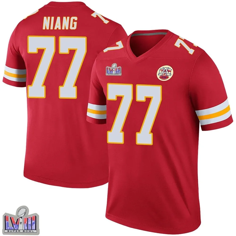 Men's Kansas City Chiefs Lucas Niang Nike Color Rush Super Bowl LVIII Patch Legend Red Jersey Men's Kansas City Chiefs Lucas Niang Nike Color Rush Super Bowl LVIII Patch Legend Red Jersey