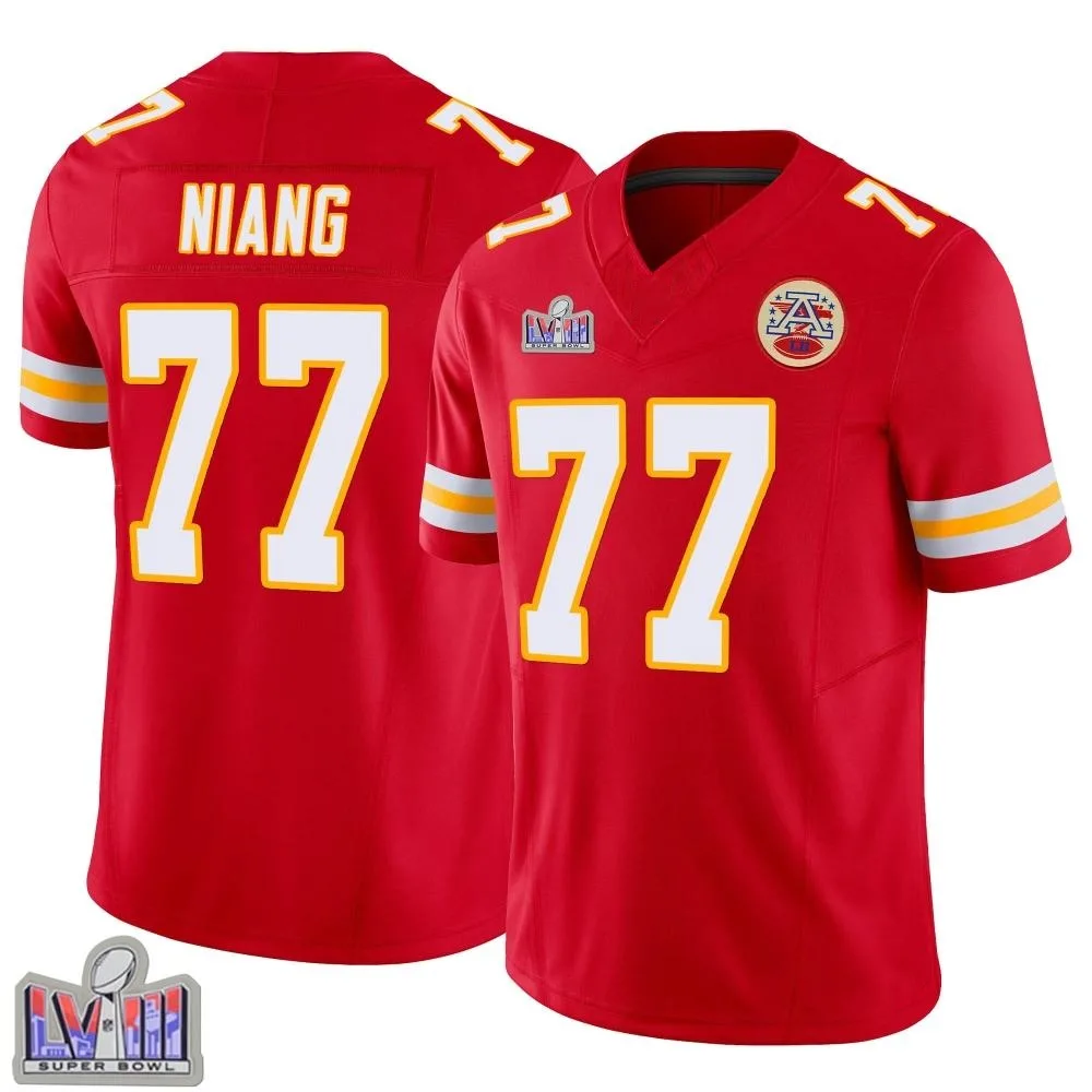 Men's Kansas City Chiefs Lucas Niang Nike Vapor F.U.S.E. Super Bowl LVIII Patch Limited Red Jersey Men's Kansas City Chiefs Lucas Niang Nike Vapor F.U.S.E. Super Bowl LVIII Patch Limited Red Jersey