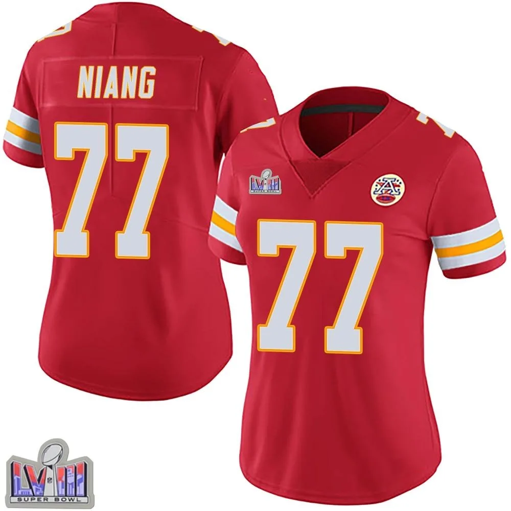 Women's Kansas City Chiefs Lucas Niang Nike Team Color Vapor Untouchable Super Bowl LVIII Patch Limited Red Jersey Women's Kansas City Chiefs Lucas Niang Nike Team Color Vapor Untouchable Super Bowl LVIII Patch Limited Red Jersey