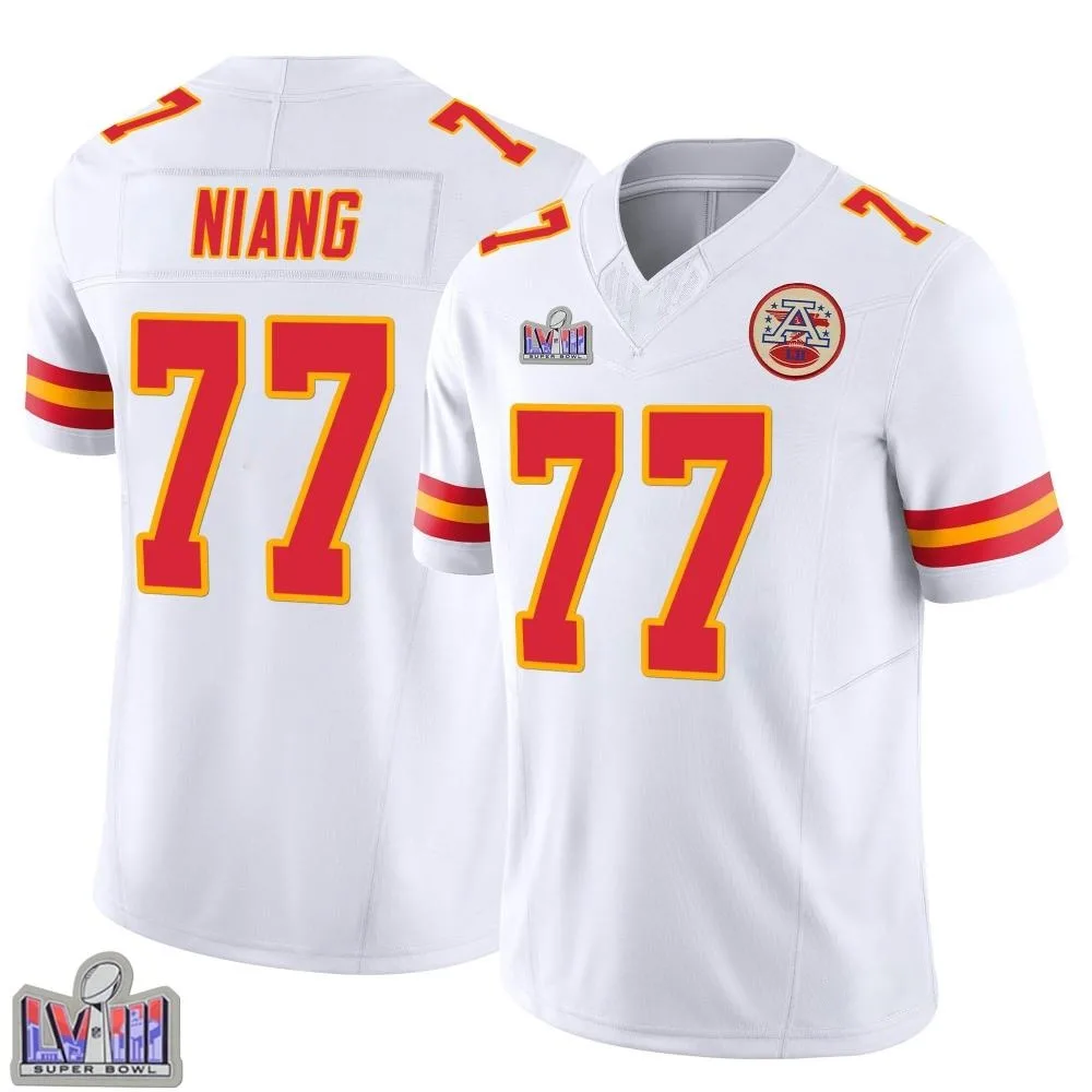 Youth Kansas City Chiefs Lucas Niang Nike Vapor F.U.S.E. Super Bowl LVIII Patch Limited White Jersey Youth Kansas City Chiefs Lucas Niang Nike Vapor F.U.S.E. Super Bowl LVIII Patch Limited White Jersey