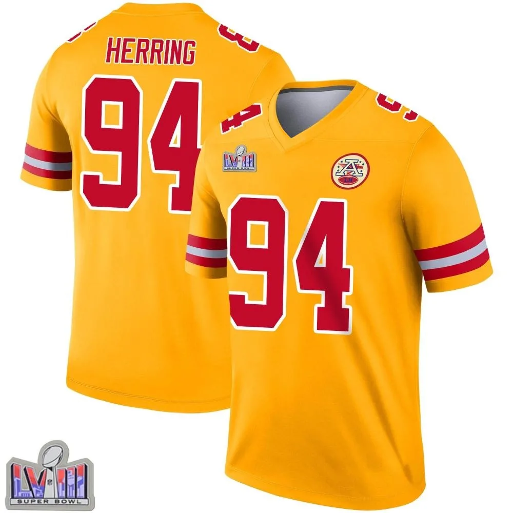 Men's Kansas City Chiefs Malik Herring Nike Inverted Super Bowl LVIII Patch Legend Gold Jersey Men's Kansas City Chiefs Malik Herring Nike Inverted Super Bowl LVIII Patch Legend Gold Jersey