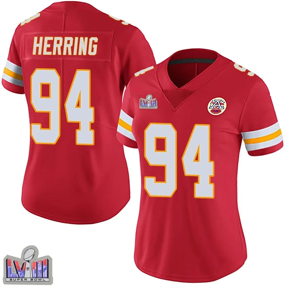 Women's Kansas City Chiefs Malik Herring Nike Team Color Vapor Untouchable Super Bowl LVIII Patch Limited Red Jersey Women's Kansas City Chiefs Malik Herring Nike Team Color Vapor Untouchable Super Bowl LVIII Patch Limited Red Jersey