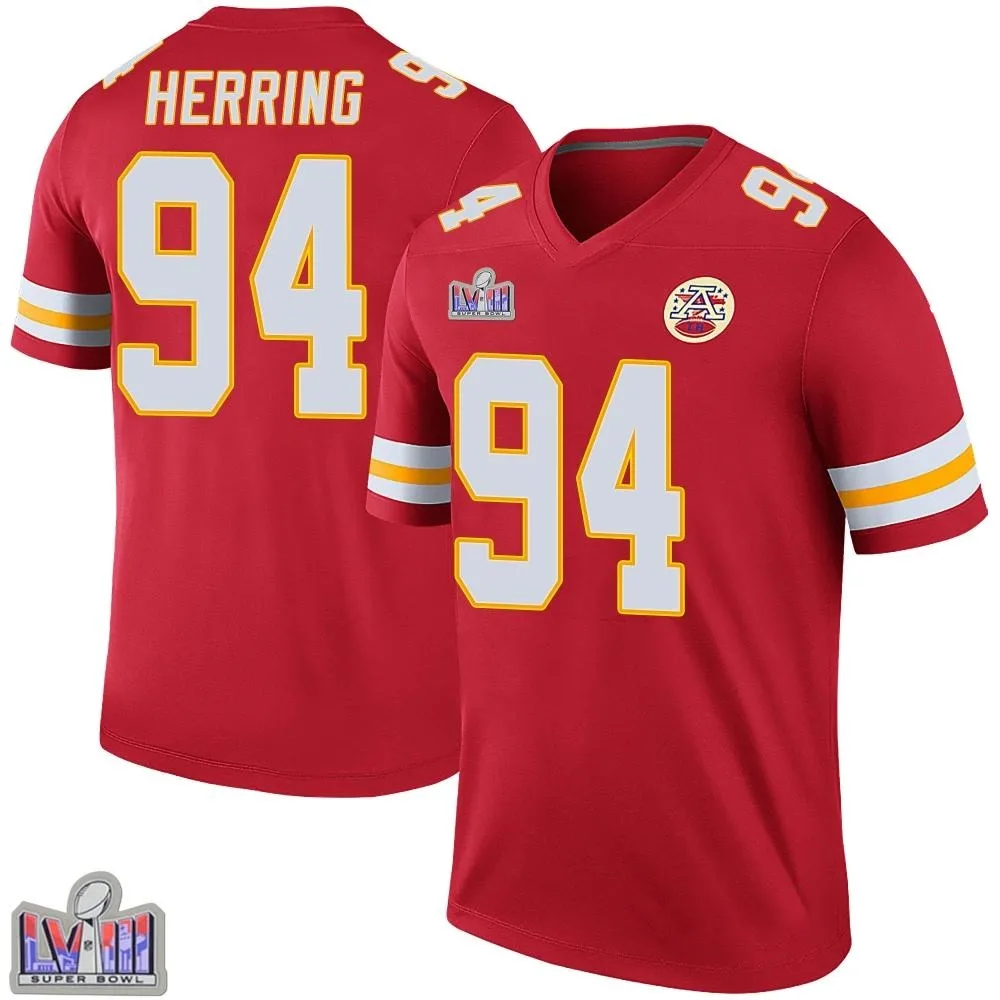 Youth Kansas City Chiefs Malik Herring Nike Color Rush Super Bowl LVIII Patch Legend Red Jersey Youth Kansas City Chiefs Malik Herring Nike Color Rush Super Bowl LVIII Patch Legend Red Jersey