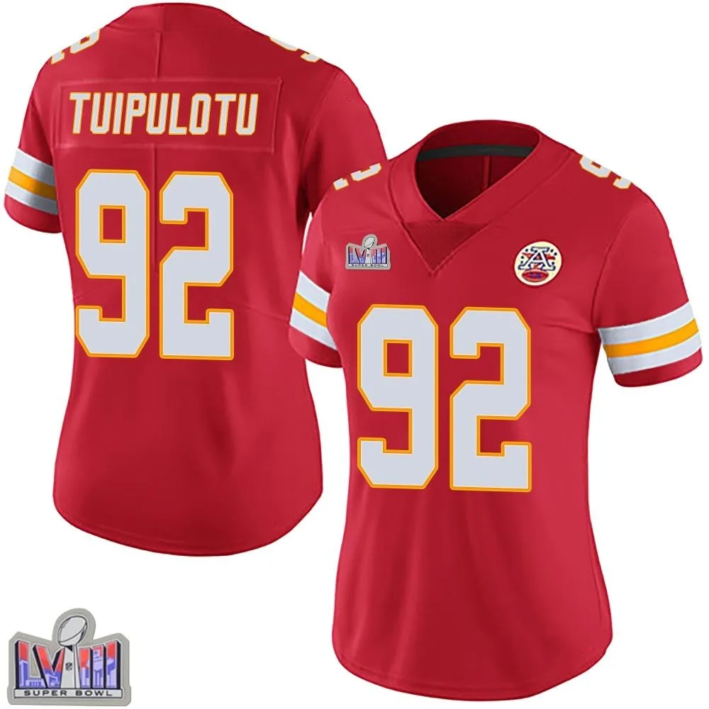 Women's Kansas City Chiefs Marlon Tuipulotu Nike Team Color Vapor Untouchable Super Bowl LVIII Patch Limited Red Jersey Women's Kansas City Chiefs Marlon Tuipulotu Nike Team Color Vapor Untouchable Super Bowl LVIII Patch Limited Red Jersey