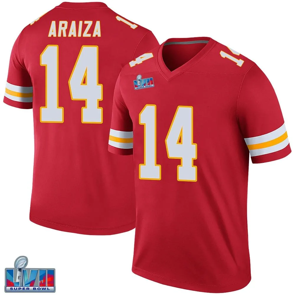 Men's Kansas City Chiefs Matt Araiza Nike Color Rush Super Bowl LVII Patch Legend Red Jersey Men's Kansas City Chiefs Matt Araiza Nike Color Rush Super Bowl LVII Patch Legend Red Jersey