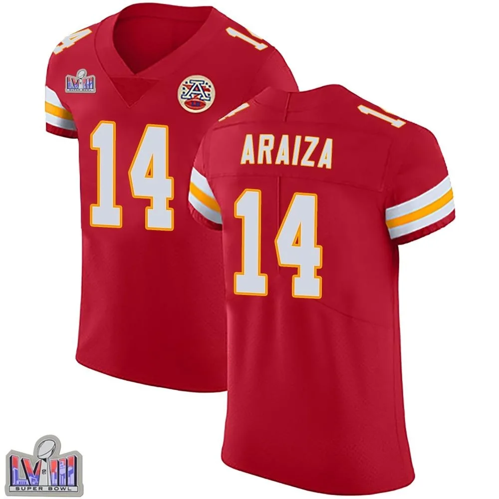 Men's Kansas City Chiefs Matt Araiza Nike Team Color Vapor Untouchable Super Bowl LVIII Patch Elite Red Jersey Men's Kansas City Chiefs Matt Araiza Nike Team Color Vapor Untouchable Super Bowl LVIII Patch Elite Red Jersey