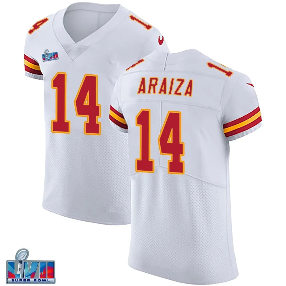 Men's Kansas City Chiefs Matt Araiza Nike Vapor Untouchable Super Bowl LVII Patch Elite White Jersey Men's Kansas City Chiefs Matt Araiza Nike Vapor Untouchable Super Bowl LVII Patch Elite White Jersey